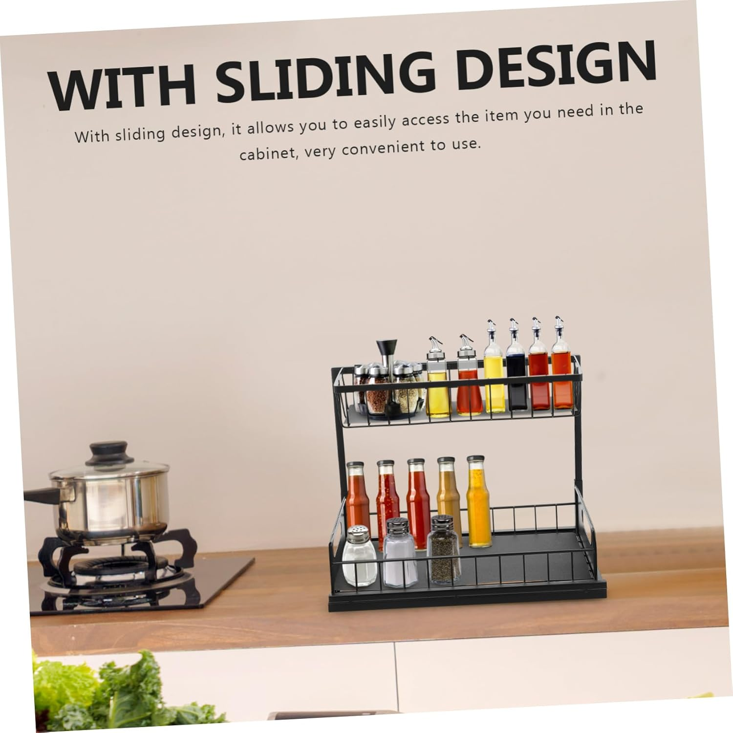 Pull Storage Rack Cabinet Rack Multi-Function Storage for Kitchen under Sink Spice Organizer Shelf for Spices Organiser in Home Kitchen Tool image number 5