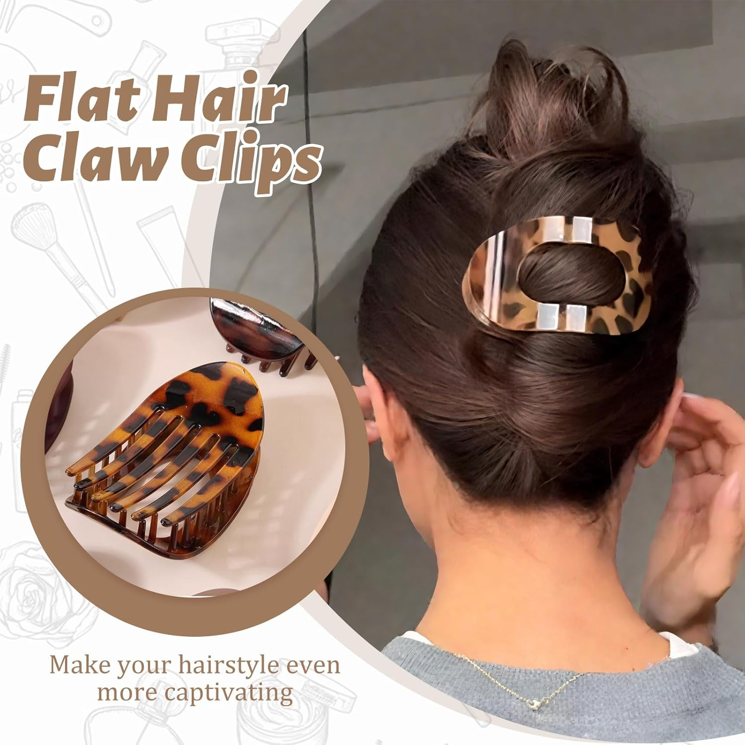 Srup Pack of 6 Women'S Flat Hair Clips, Elegant French Hair Clip for Everyday Use, Perfect French Flat Claw Clip, Hair Clip, Flat Claw Clip, Large Flat Hair Clips for Women image number 2