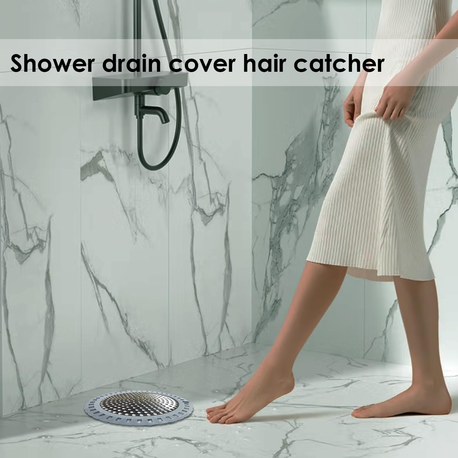 Drain Hair Catcher, Shower Hair Drain Catcher, Shower Drain Cover, Bathtub Drain Strainer, Tub Hair Catcher, Bathroom Sink Strainer Hair Trap Filter, Bathroom Drain Defender, Flat, Round image number 5