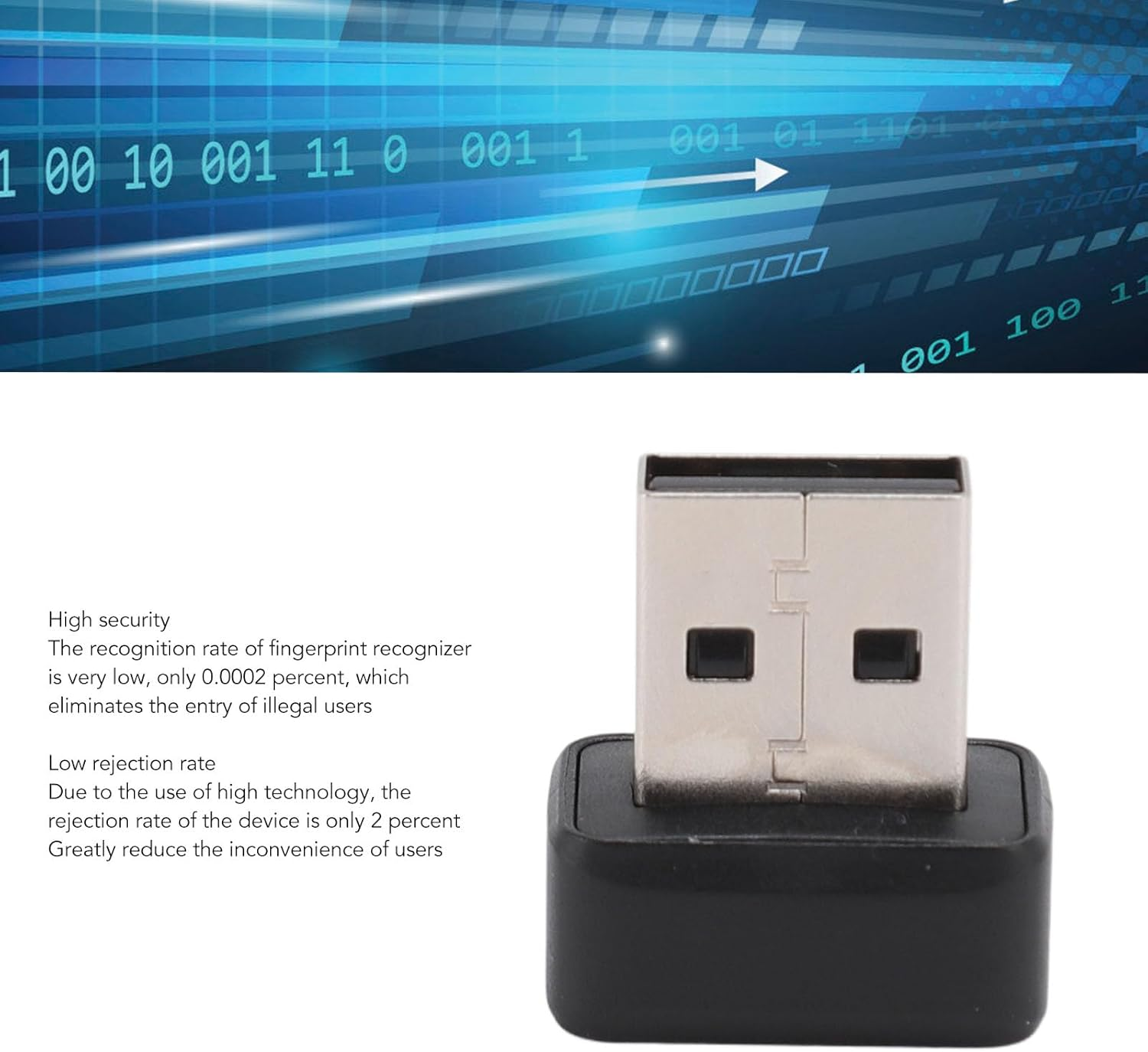 USB Fingerprint Reader, 360&deg; Touch Speedy Matching Biometric Scanner, Portable Fingerprint Logger, up to 10 Fingerprints, for Windows 10 11 32 64 Systems image number 2