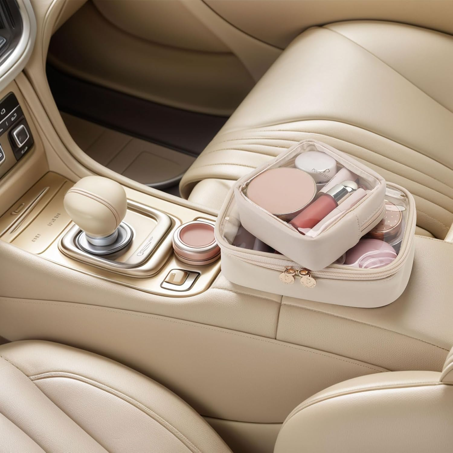 Makeup Bag,Graduation Teacher Birthday,Small Makeup Bag Travel Toiletry Bag Souvenir Idea for Mom Teacher Sister Friends Girlfriend Bridesmaid (Beige, 4.92 * 4.92 * 1.77In)