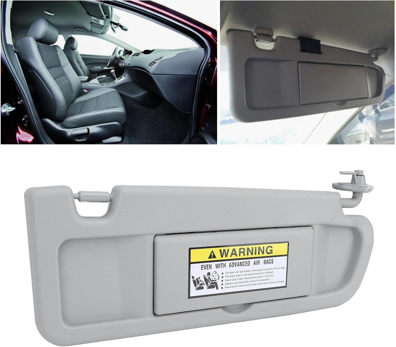 Sun Visor Compatible with Civic 2006 2007 2008 2009 2010 2011, Left & Right Driver Passenger Side Sun Visors Replaces, Clear Mirro, with Sun Visor Clip for Civic (Right Passenger image number 6