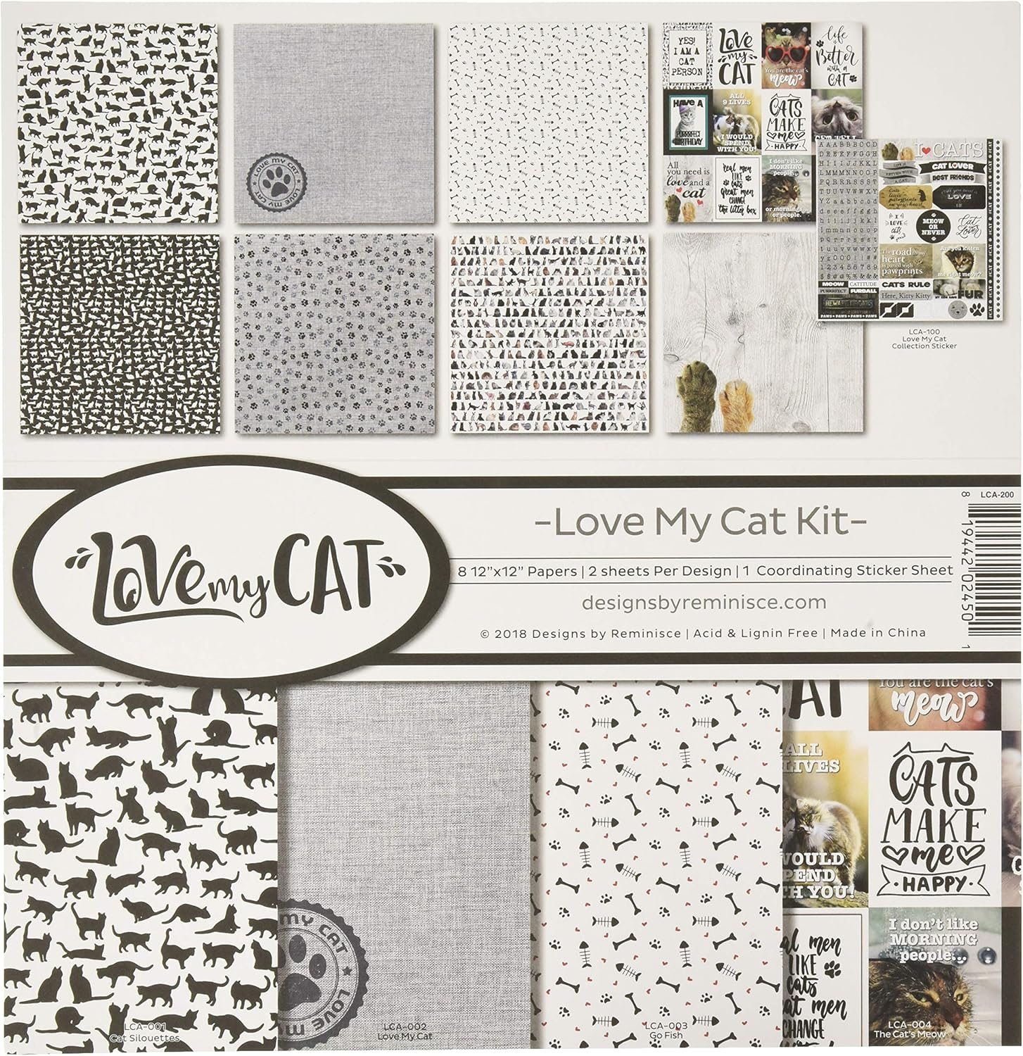 Reminisce (REMBC) Love My Cat Scrapbook Collection Kit, Multi Color Palette, 12X12 Inches