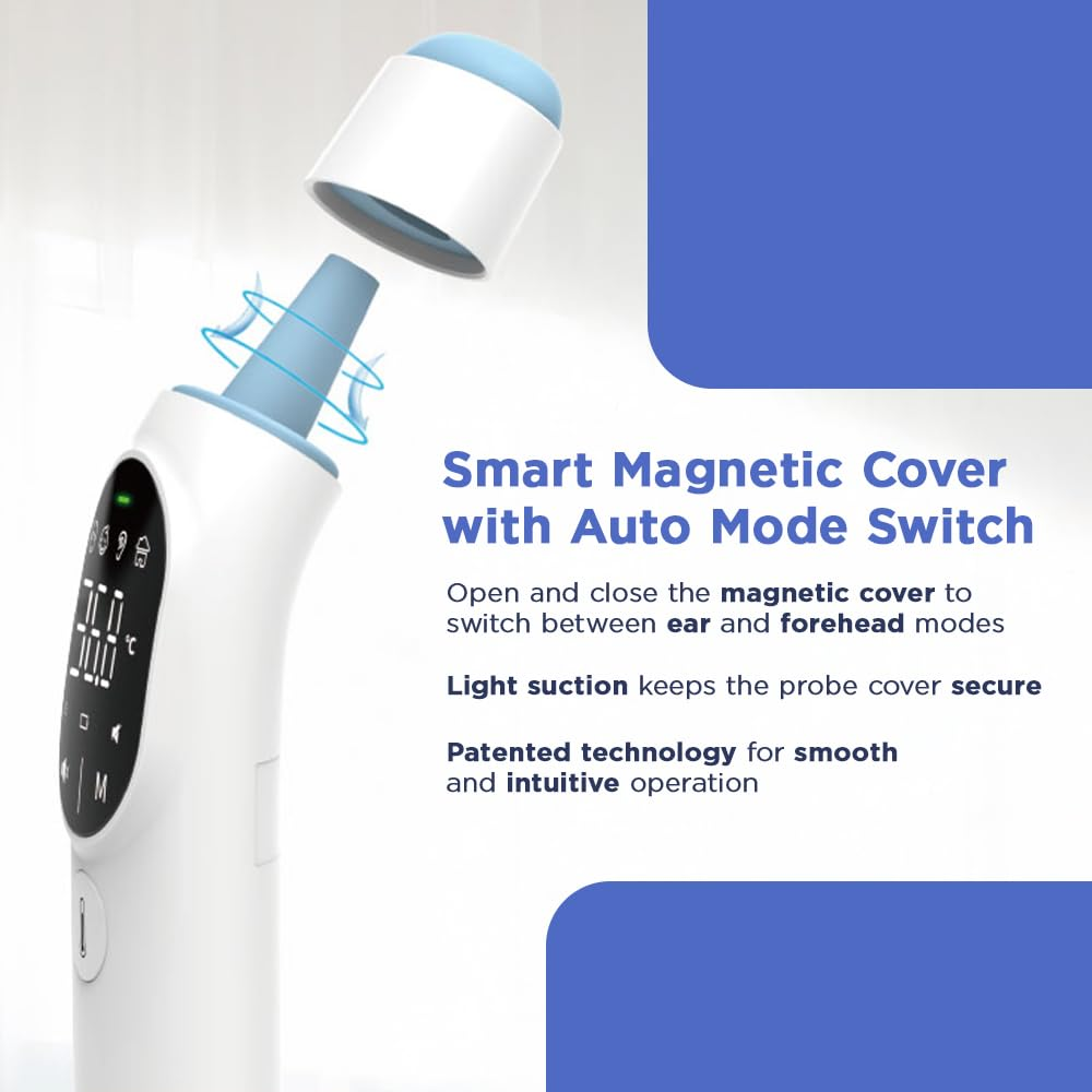 Medical Grade Forehead & Ear IR Digital Fever Thermometer Baby & Whole Family | 3In1 Body, Food & Room Temp| 1-Second Reading | In-Built Probe ARTG TGA | Batteries & Pouch| C/F, Mute Mode, Torch Light image number 2