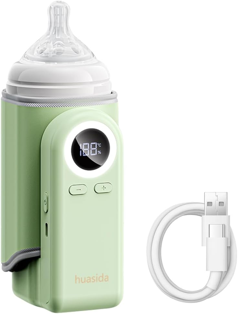 Portable Baby Bottle Warmer for Fast Heating and Keeping Milk Warm 37&deg;C-55&deg;C Temperature Control (Green)