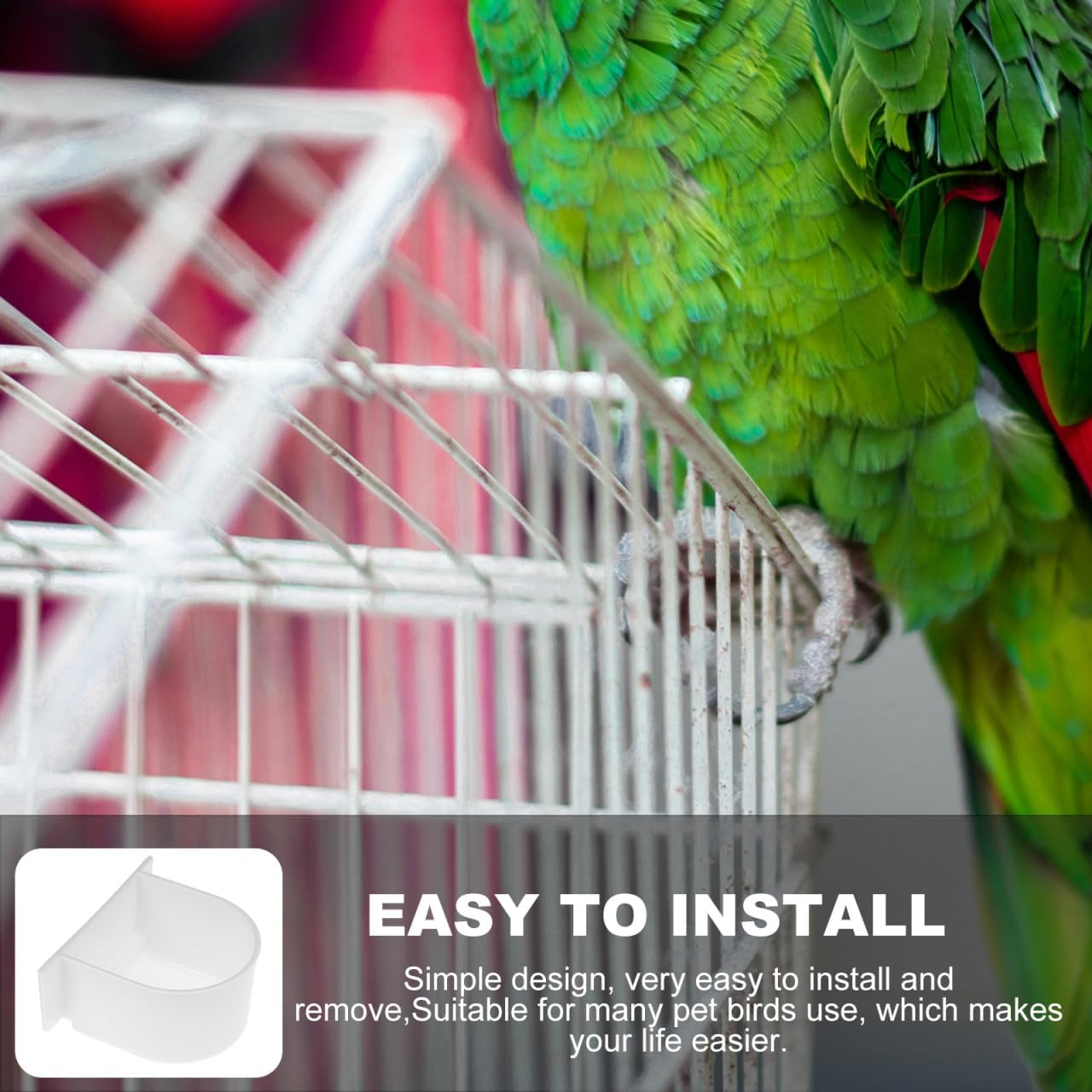 HANABASS 4Pcs Bird Feeder Drinker Set, Plastic Bird Cage Food Box See - Dispenser Parrot Drinking Container for Parrot Finch Cardinal image number 3