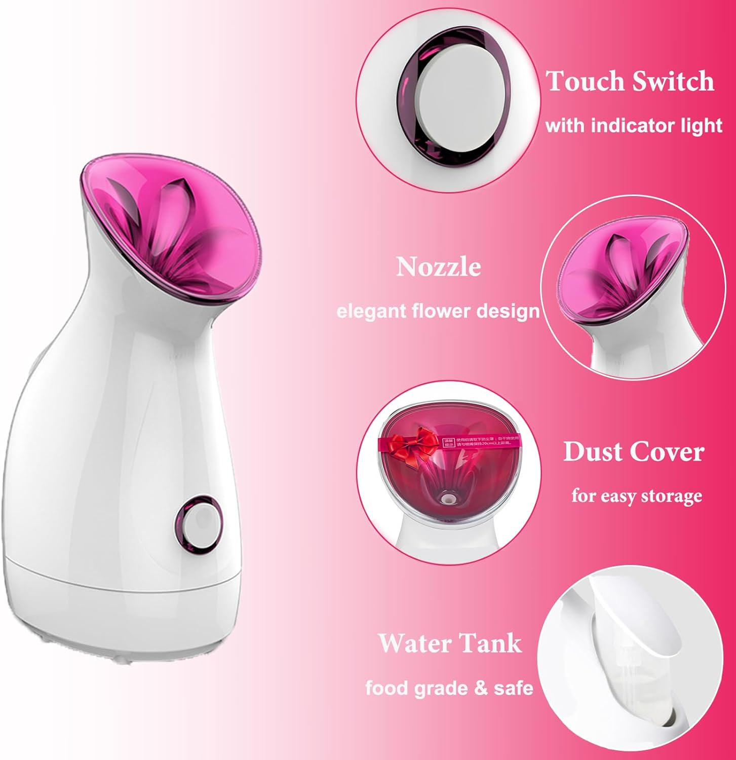 SIMTWO Facial Steamer, Nano Ionic Face Steamer for Facial Deep Cleansing, Warm Mist Facial Steamer Humidifier for Home Facial Sauna Spa, 70Ml Capacity, 15Min Running Time