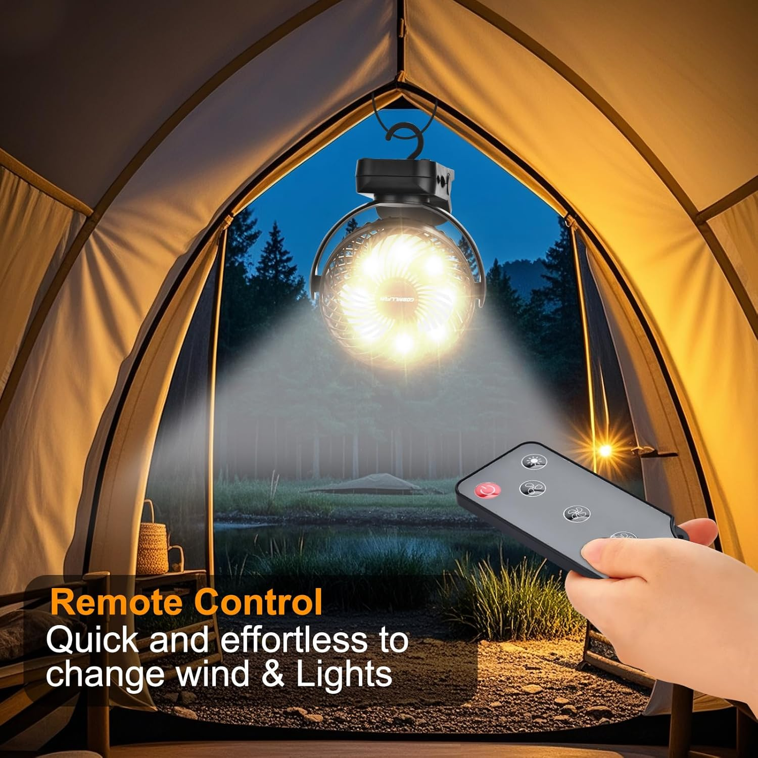 GOBRILLFUN Portable Clip Fan with Remote, 9 LED Lights, 6-Inch Battery Operated USB Rechargeable Fan with 3 Speeds, Power Bank Feature, Personal Cooling for Home, Office, RV, Outdoor Camping