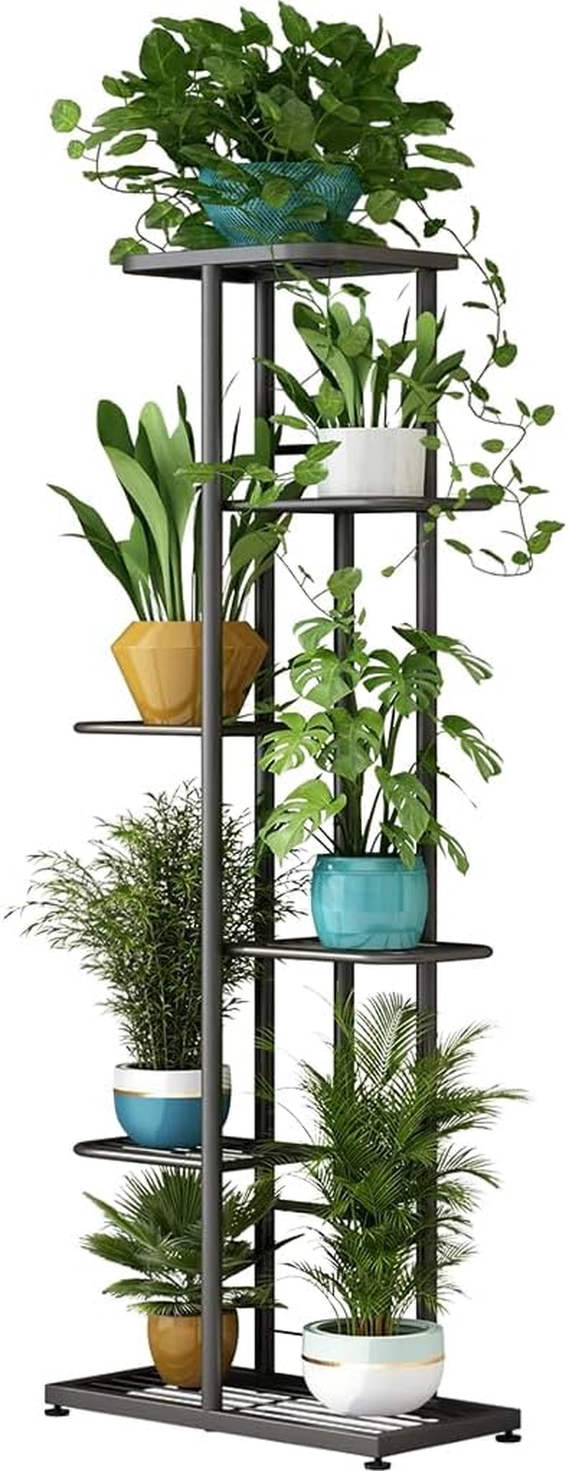 Delsol Metal Plant Stand,Multiple Stand Holder Shelf Rack, Indoor&Outdoor Planter Display Shelves for Patio Garden, Living Room, Corner Balcony and Bedroom (Dark Grey, 6 Tier-7 Potted)