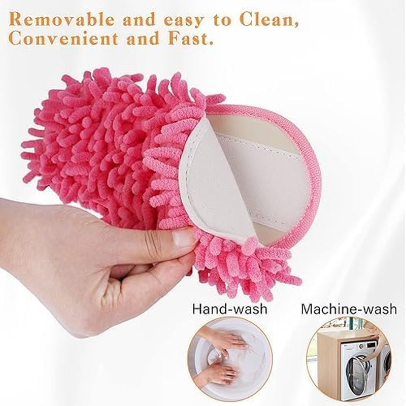 1 Pair Washable Mop Slippers Shoes Microfiber Chenille Reusable Dust Dirt Hair Cleaner for Office House Polishing Cleaning image number 2
