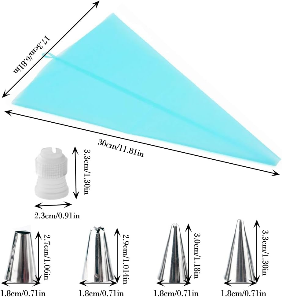 51Pcs Cake Decorating Supplies Kit, Betterjonny Cake Decorating Tip Set with 48 Icing Tips, 1 Silicone Pastry Bags, 2 Reusable Plastic Couplers Baking Supplies Frosting Tools Set for Cupcakes Cookies image number 3