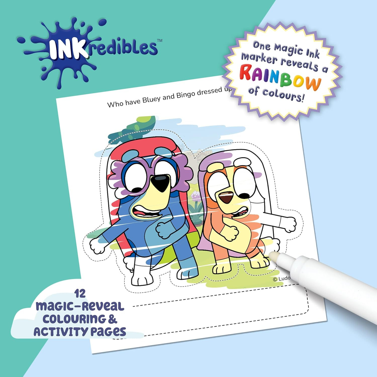Inkredibles Activity Kit Bluey &ndash; Includes Magic Ink, Colourburst Markers, and Fun Stickers &ndash; Mess-Free Colouring Set Ideal for Screen-Free Playtime and Travel &ndash; for Preschoolers Ages 3&ndash;5