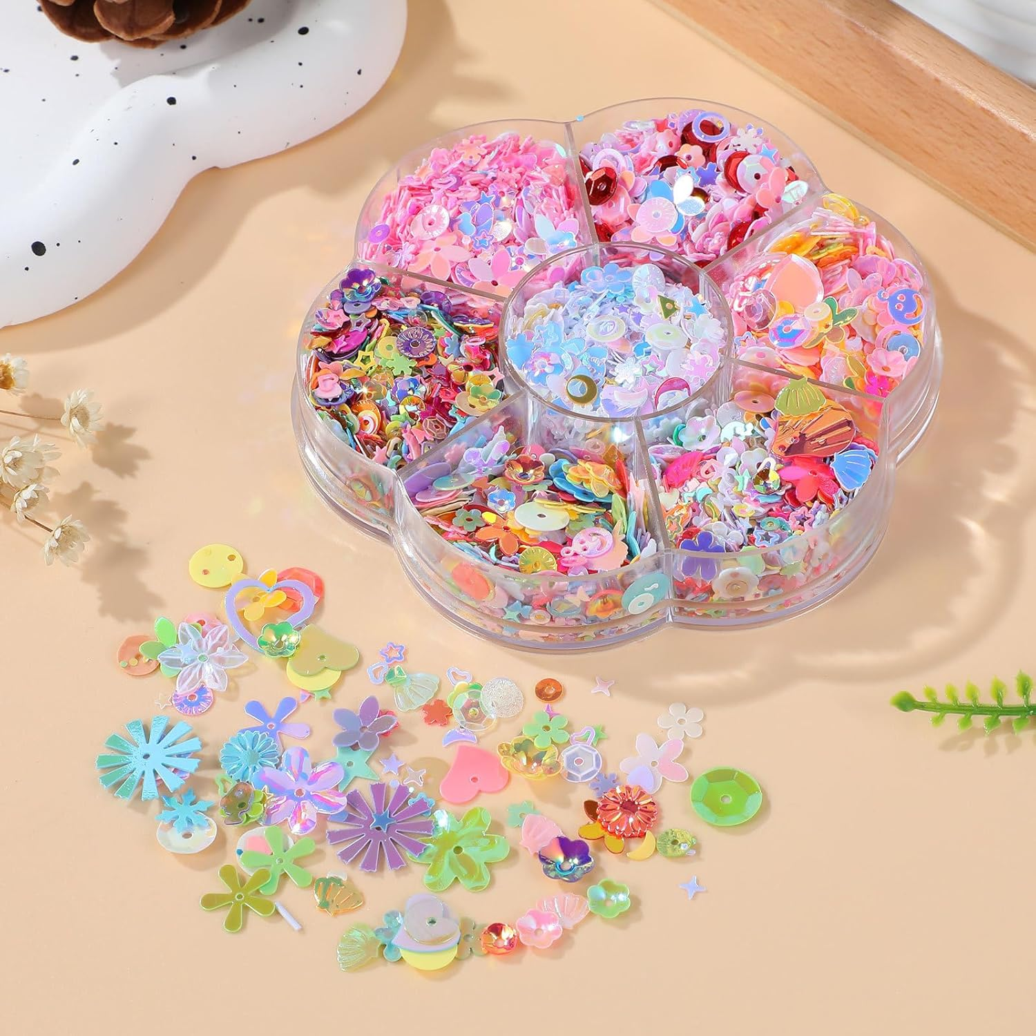 WRITWAA Iridiscent Sparkly Craft Sequins for Embroidery and DIY Nail Art, Assorted Irregular Shapes and Colors, 2-Box Set Decorative Sequins for Clothing and Kids&rsquo; Crafts