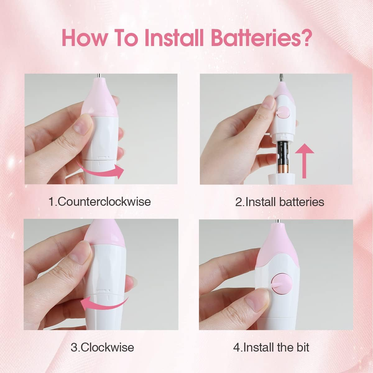 Touchbeauty Electric Nail File Drill with 10Pcs Nail Bits for Natural Nails, Manicure Pedicure Set with UV Light Stand, Nail Buffer Drill Polisher Fingernails Toenails Care Set Pink Color image number 4