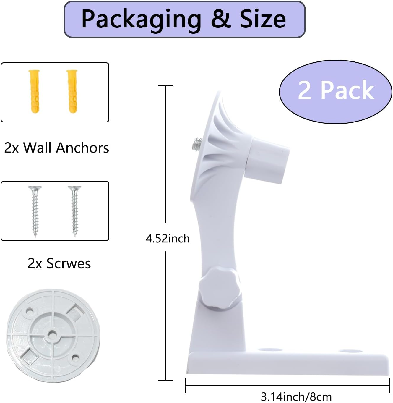 Wall Mount Compatible with Tp-Link Tapo C200 / C210 / C220 / Tc70 / C225, Kasa Ec70 / Kc410S Security Camera, Pack of 2 Camera Mounts with Adjustable Angle, 180 Degree Rotation image number 4