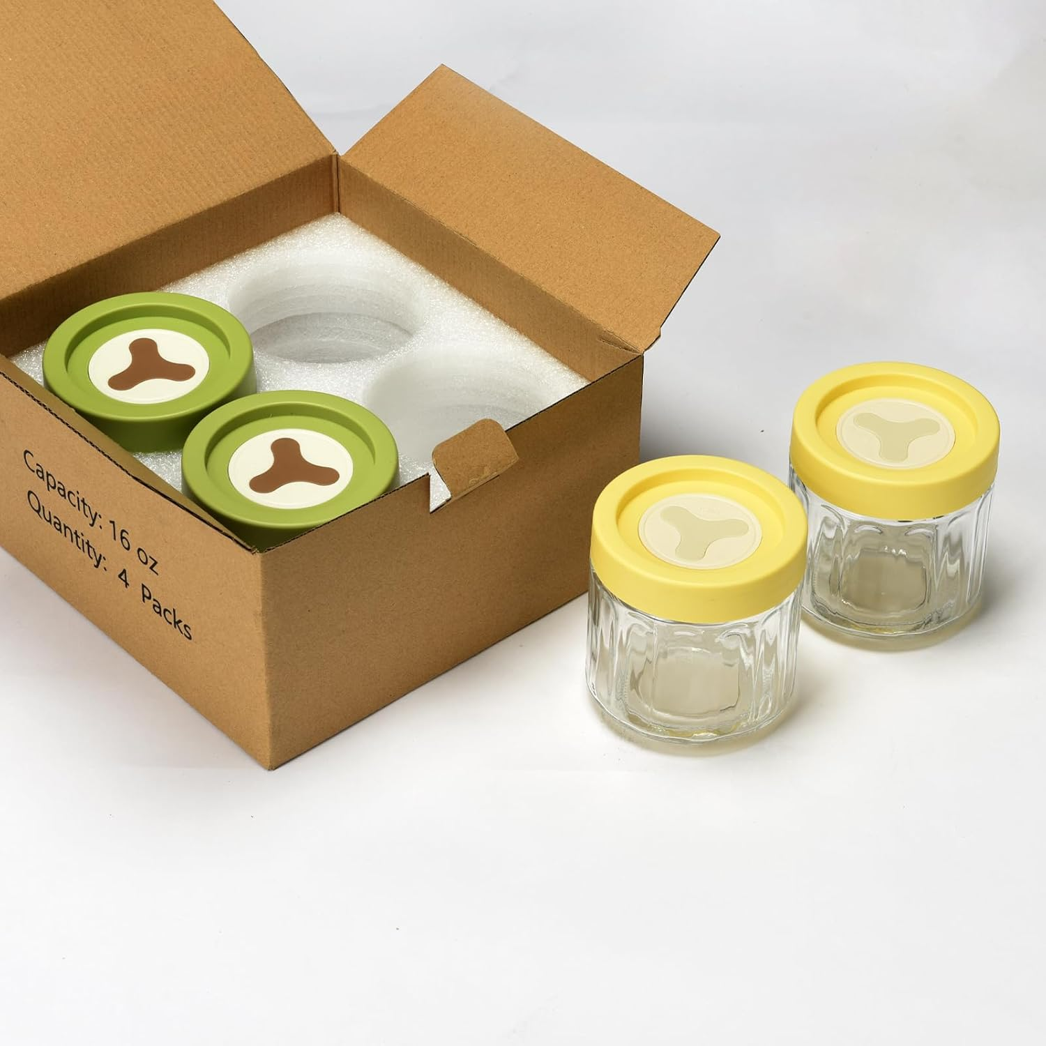 4-Pack 16Oz Overnight Oats Containers with Lids - Leakproof Airtight Mason Glass Jars for Meal Prep, Yogurt, Snacks & More - Bpa-Free Wide Mouth Containers-Two Green and Two Brown image number 4