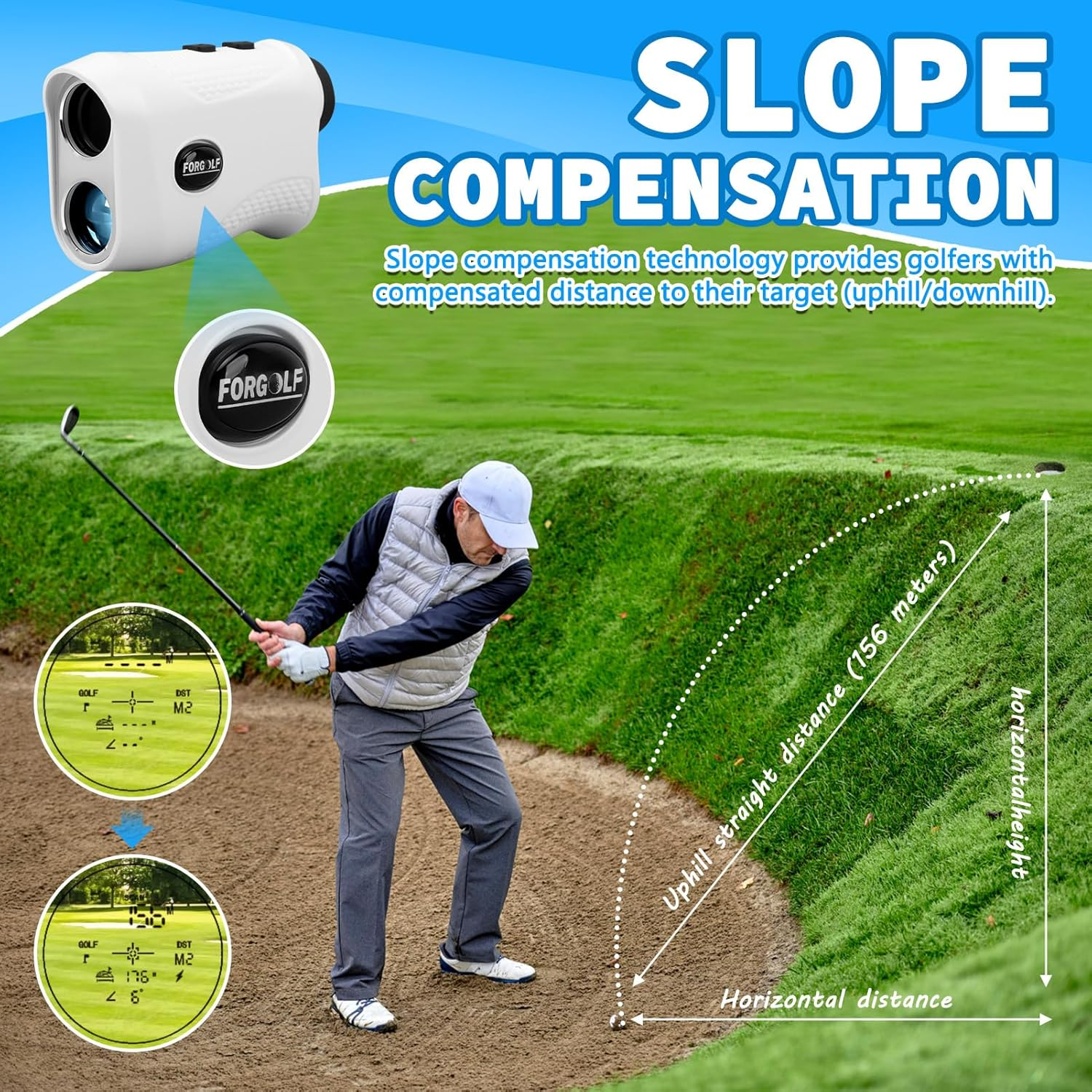 Range Finder Golfs,1200 Yards Distance Rangefinder,7X Magnification Rangefinder Golfs with Slope,Flag Pole Lock Vibration,Distance Measuring,Rechagreable image number 1