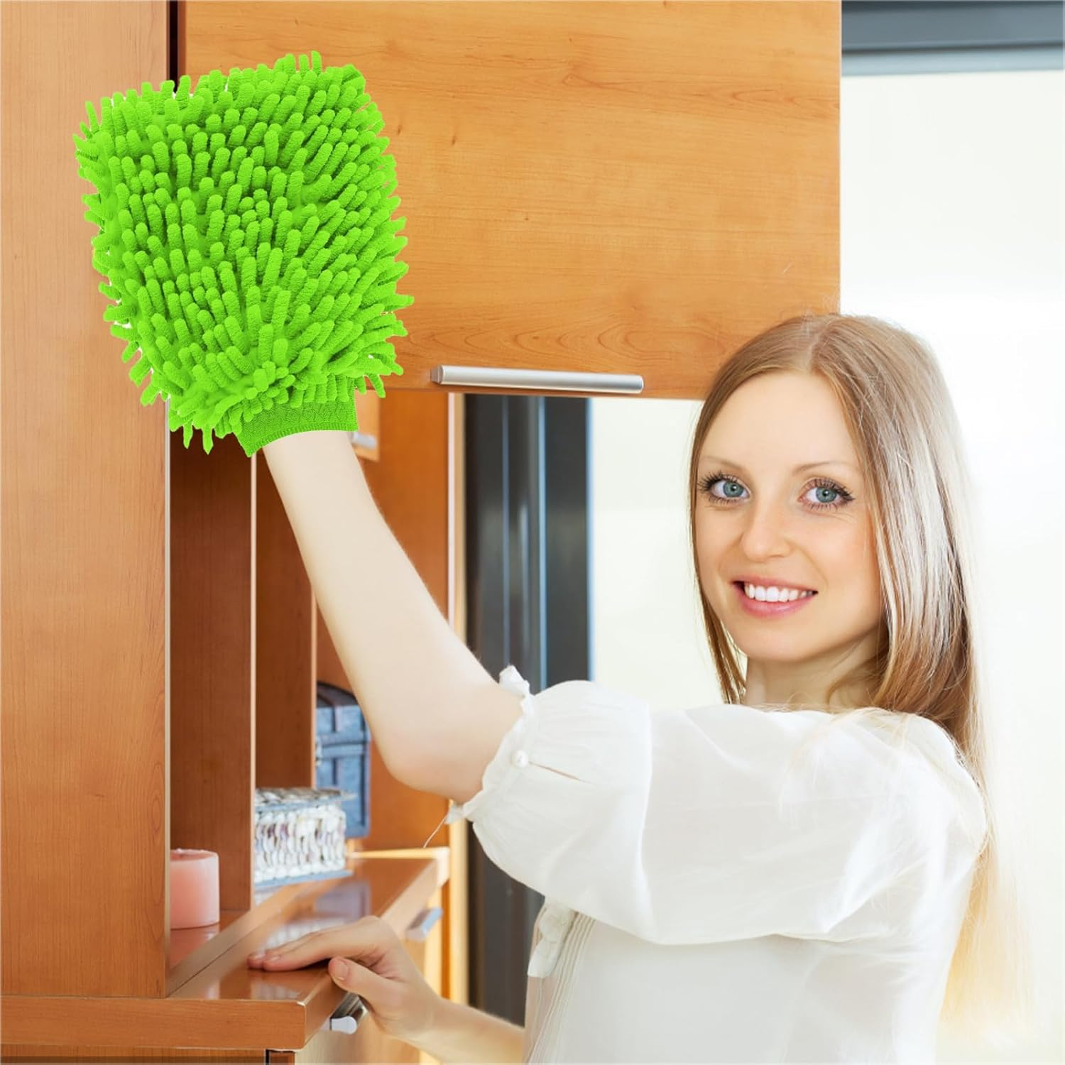 2 Pcs Car Wash Mitt, Wash Mitt for Car Washing, Car Wash Sponge, Car Sponges for Washing Car Sponges for Washing Super Absorbent Car Cleaning for Home Dusting (Green)