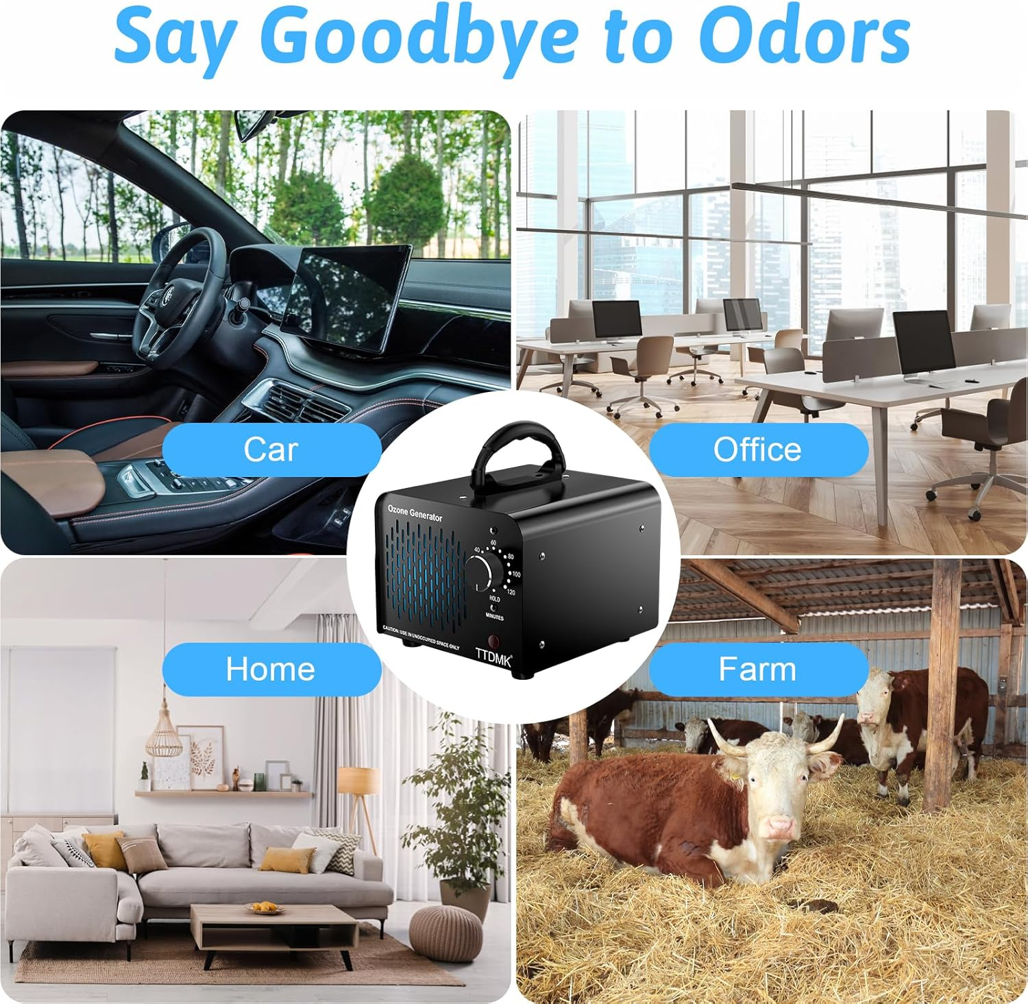 Ozone Generator 15,000Mg/H, Commercial Ozone Machine, High Capacity Ozone Machine Odor Removal, Home Ozone Generator for Car, Pet, Smoke, Home, Etc (Black) image number 4