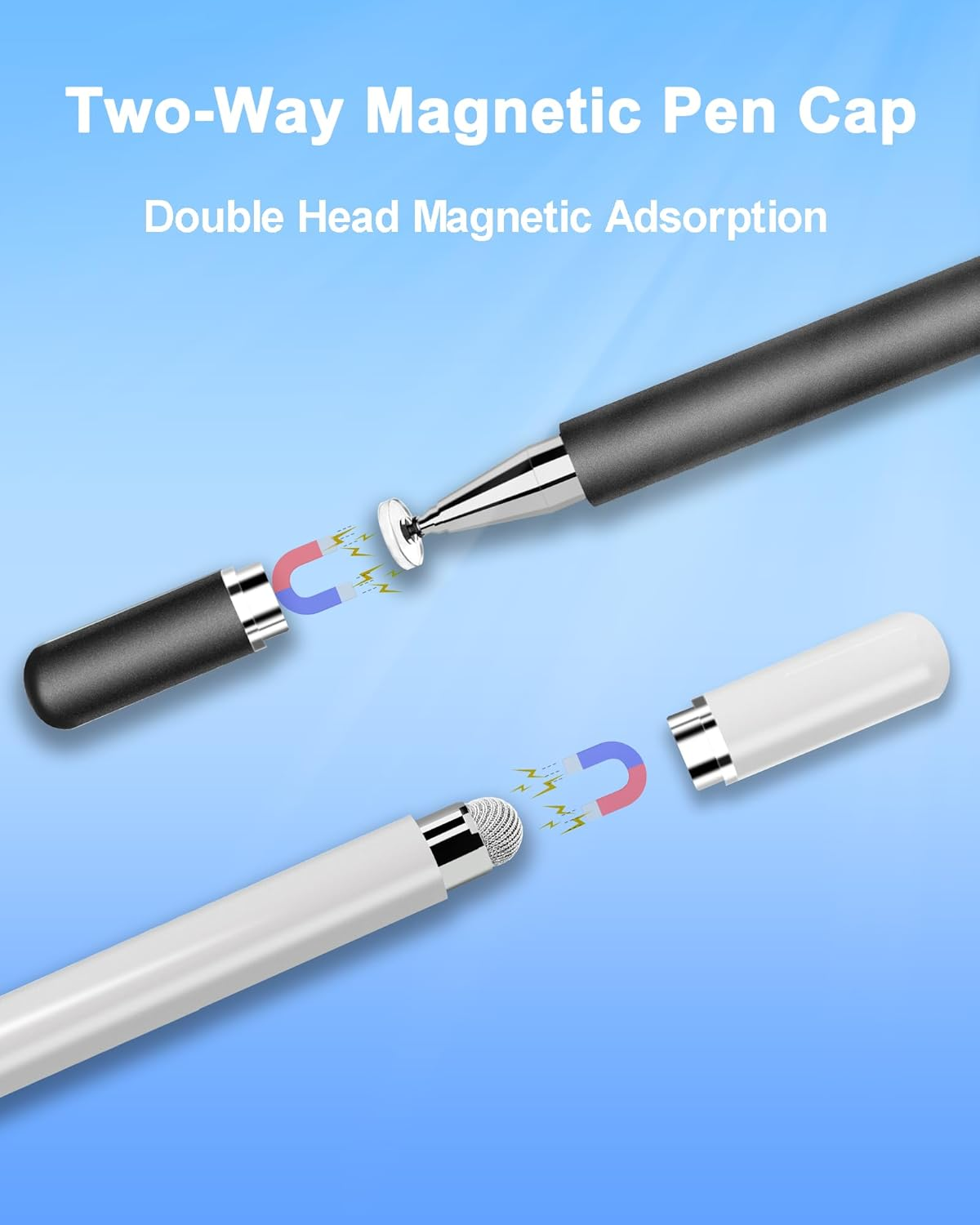 Stylus Pens for Touch Screens, 2 in 1 Magnetic Disc Universal Stylus Pen for Apple Ipad/Iphone/Android/Samsung Galaxy/Microsoft Tablets All Universal Touch Screen Devices (White/Black)
