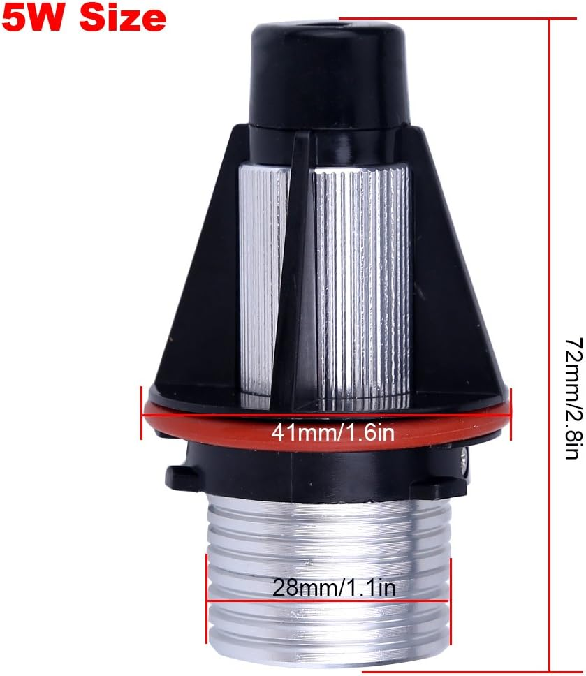 2PCS 5W LED Angel Eyes Halo Ring Marker Light Bulb for BMW 5 6 7 Series X3 X5 (Fit E39 E53 E60 E63 E64 E65 E66 E83) (5W, White) image number 4