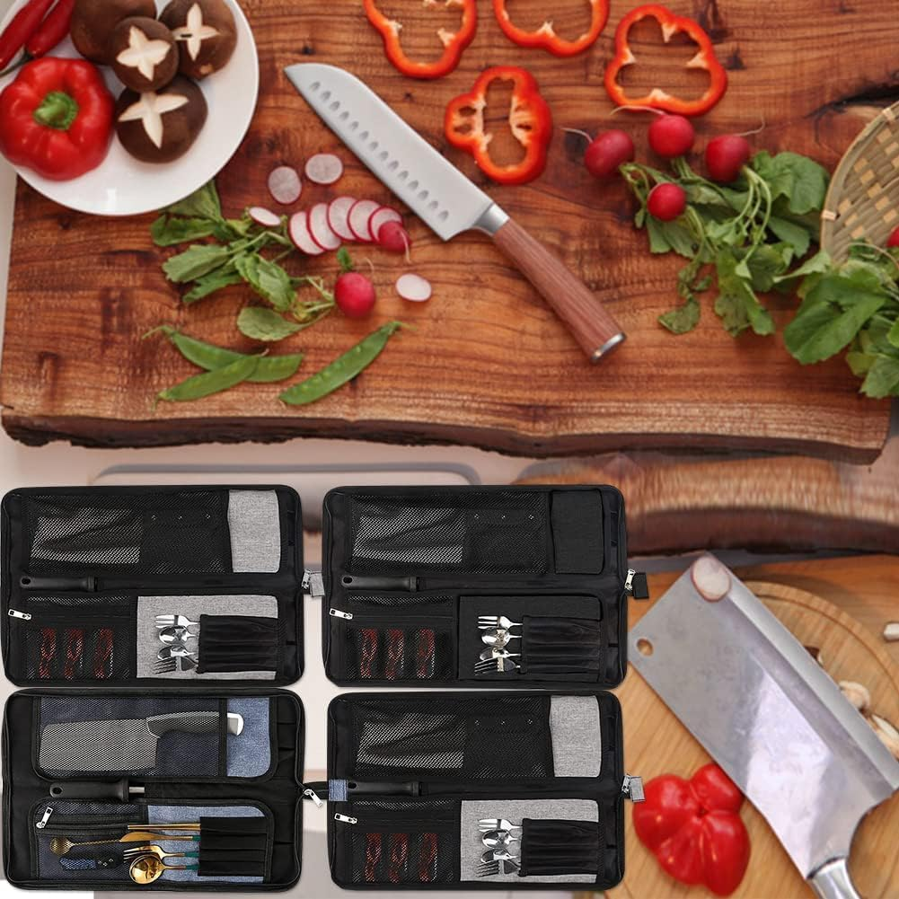 Knife Roll,Chef Knife Bag,13 Slots Knife Bags for Chefs Knife Roll Bag,Chef Bag for Knives and Kitchen Utensils,Heavy Duty Knife Case,Knife Holder Carrying Case Gifts for Men Dad Husband Boyfriend Him image number 2