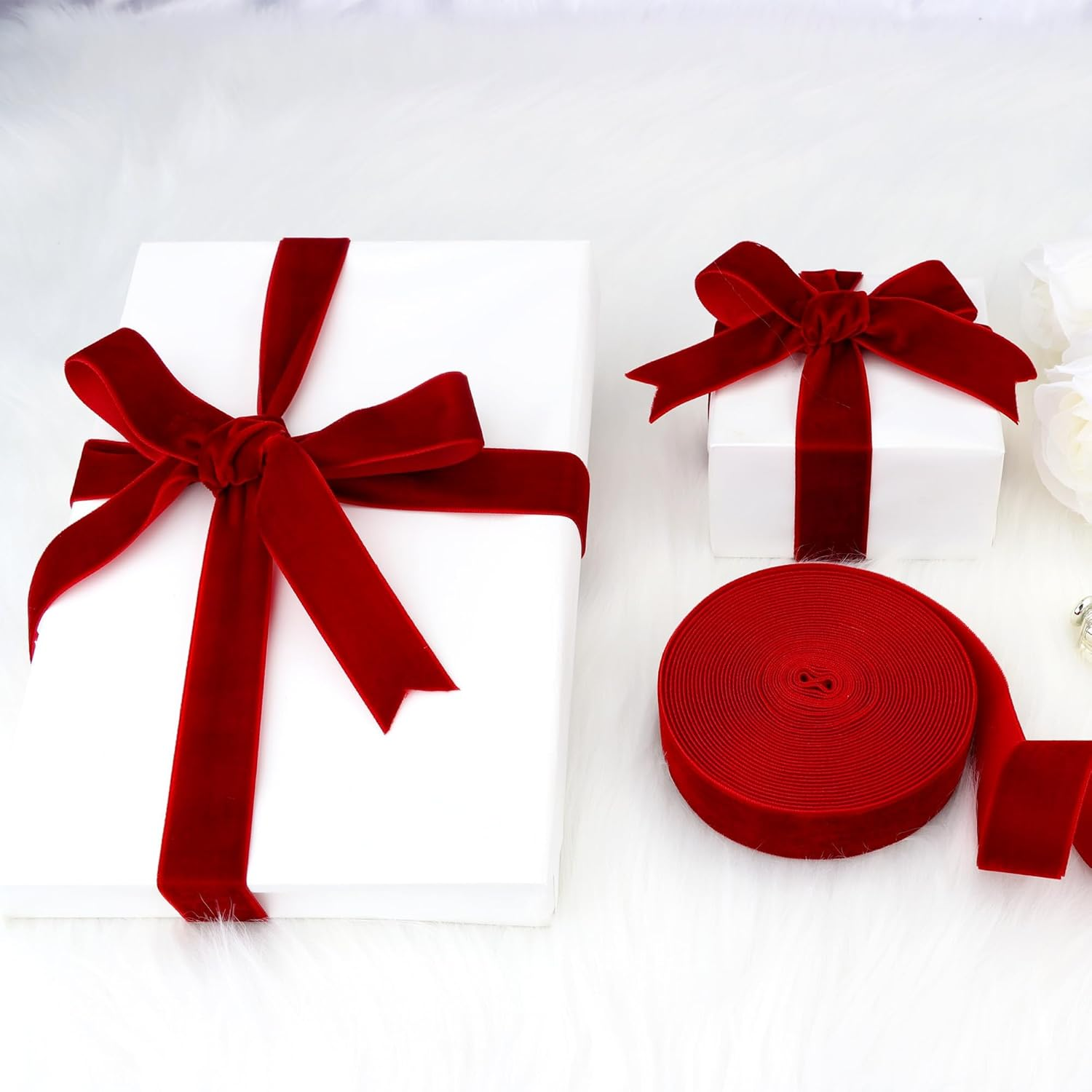 Velvet Ribbon Wine 1 Inch (25Mm) 10 Yards Manjonzic Single-Sided Velvet Ribbon Trim Perfect for Christmas Trees Gift Wrapping Bouquets Wedding Decor image number 7