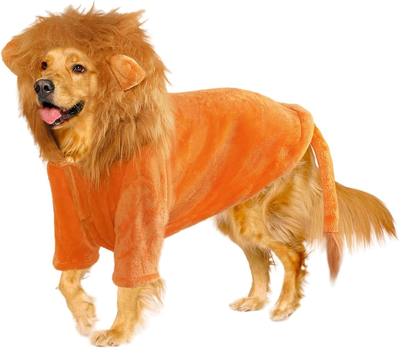 NACOCO Dog Halloween Lion Costume - Large Pet Clothes Cosplay Outfit Dog Lion Mane Apparel Party Hoodies Warm with Leash Hole for Small Medium to Large Sized Dogs (X-Large) image number 4