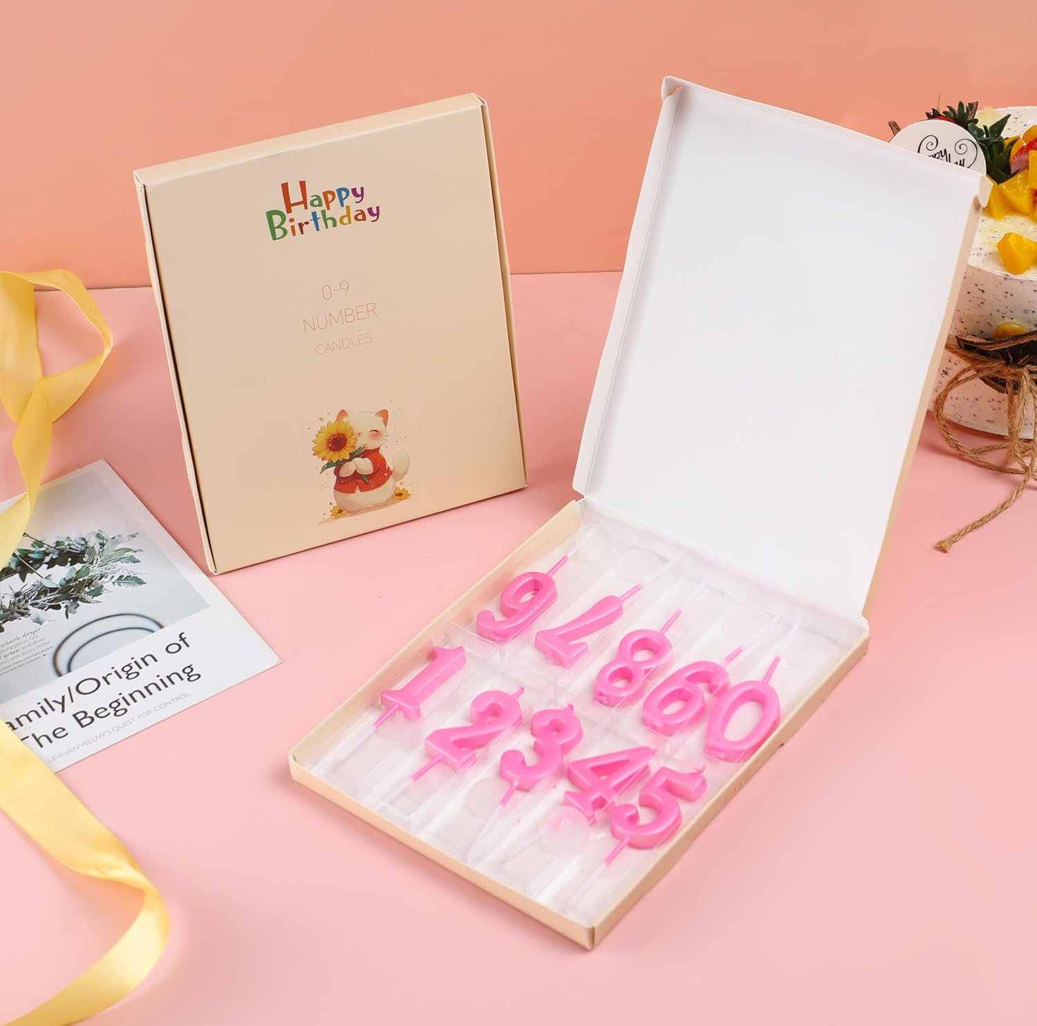 EAKE 10-Pieces Pink Number Candles 0-9 Birthday Candles for Cake, Bulk Number Birthday Candles 0 1 2 3 4 5 6 7 8 9 for Girl Women Happy Birthday Anniversary Party Supplies Cake Decor (10-Count) image number 3