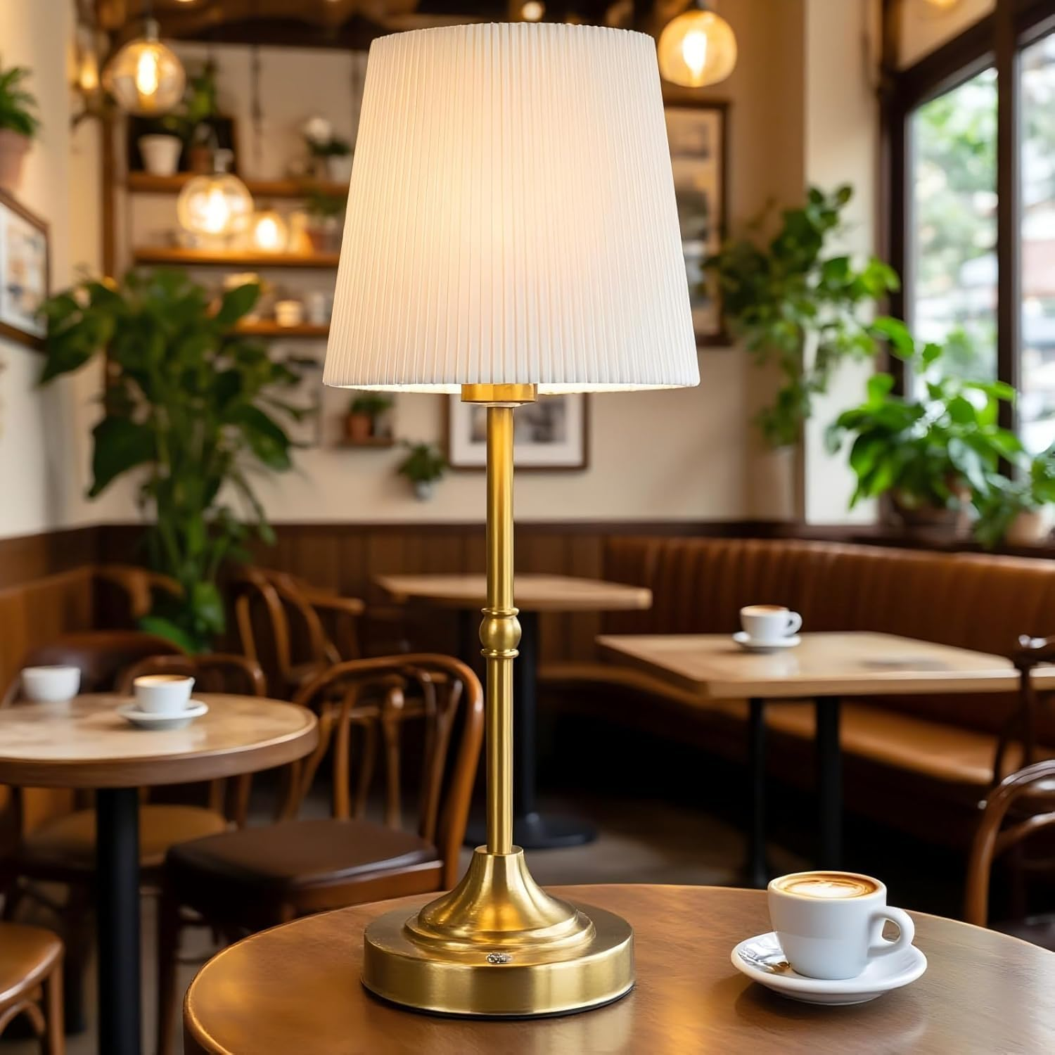 Rechargeable Cordless Table Lamp 5200Mah - 3 Brightness Touch Dimmable Gold Lamp with Fabric Lampshade (40Cm) | Perfect for Nightstand, Bedroom, Kitchen, Living Room (2) image number 2