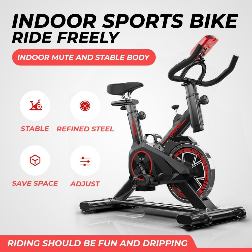 ALSTON Indoor Flywheel Fitness Stationary Bike Home Gym Spin Exercise Bike Stationary, Fitness Spin Bike Home Gym Workout Commercial Cycling Indoor image number 6