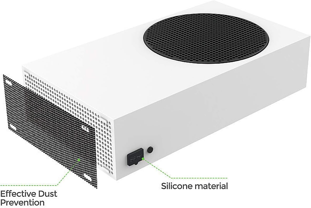 Dust Plugs Compatible with Xbox Series S, Dust Filter Kit Compatible with Xbox Series S, Include 8 Silicone Series S Dust Protector and 2 PVC Series S Mesh Filter Covers