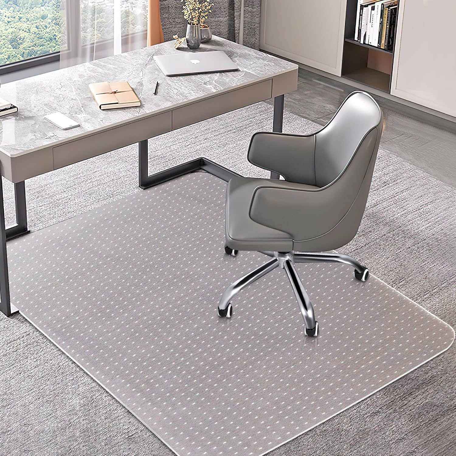 Beswin Office Chair Mat for Carpets, 48'' X 30'' Clear Computer Desk Chair Mat for Low and No Pile Carpeted Floors, Thick and Sturdy Carpet Protector, Easy Glide and Flat without Curling, BES4830CP image number 2