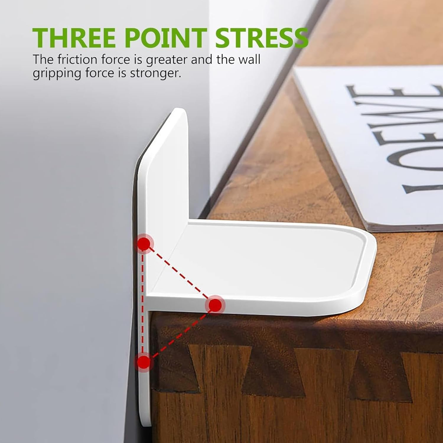 Hunken 6 Pcs Anti-Fall Stickers for Furniture, No Drilling Required, Self-Adhesive Support Pegs for Shelf Brackets, Wardrobe Shelves, Tables, and Heavy Furniture Fixing, White image number 4