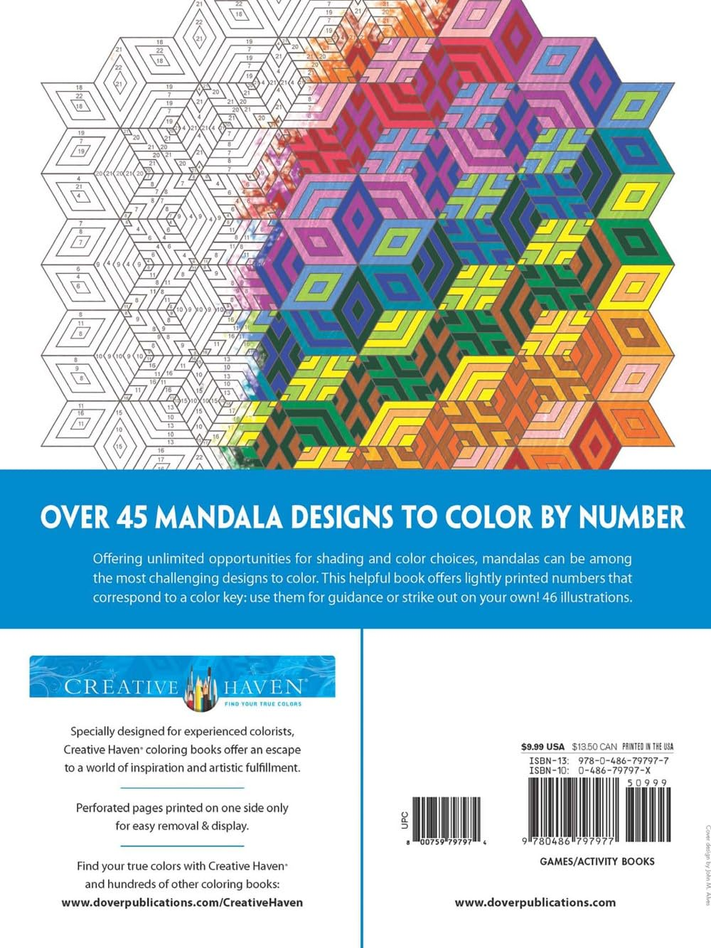 Creative Haven Mandalas Color by Number Coloring Book image number 3