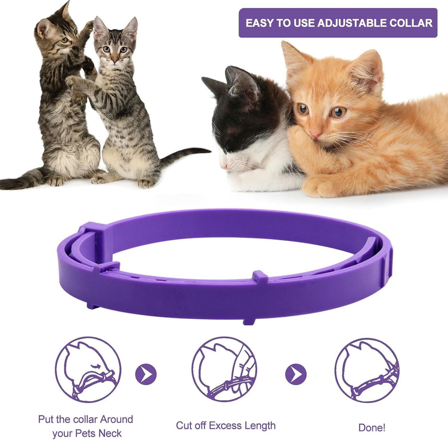 Soothing Collar, Calming Collar for Cats, Calming Collar for Cats, Pheromones and Cats, Relieves Anxiety, Waterproof, Adjustable Anti-Stress Cat Collar, Quiet image number 5