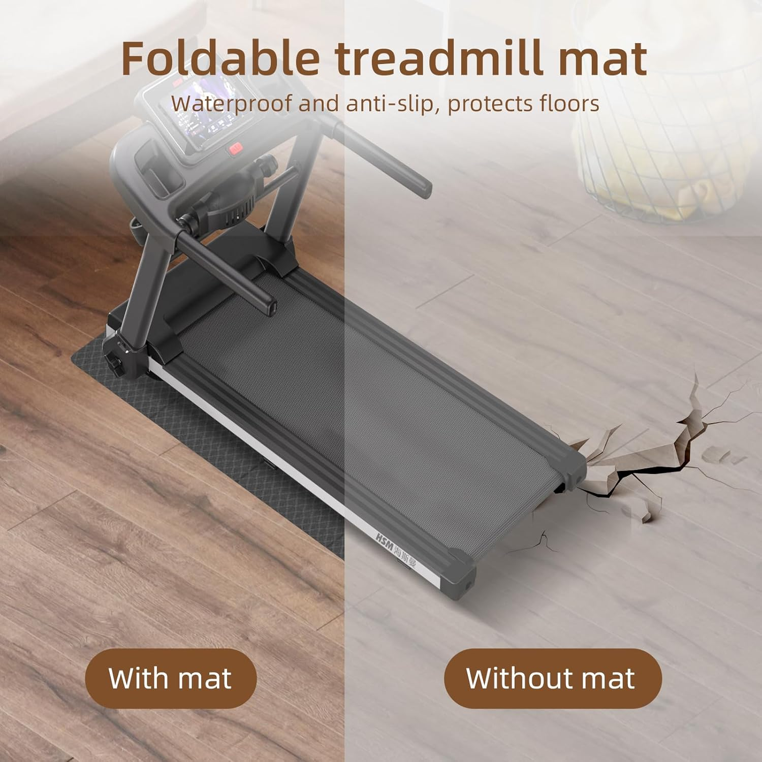 8Mm Thickness Exercise Equipment Mat, Foldable Noise-Cancelling Treadmill Bike Rower Floor Mat, 183 X 80Cm Step Machine Yoga Mat for Indoor