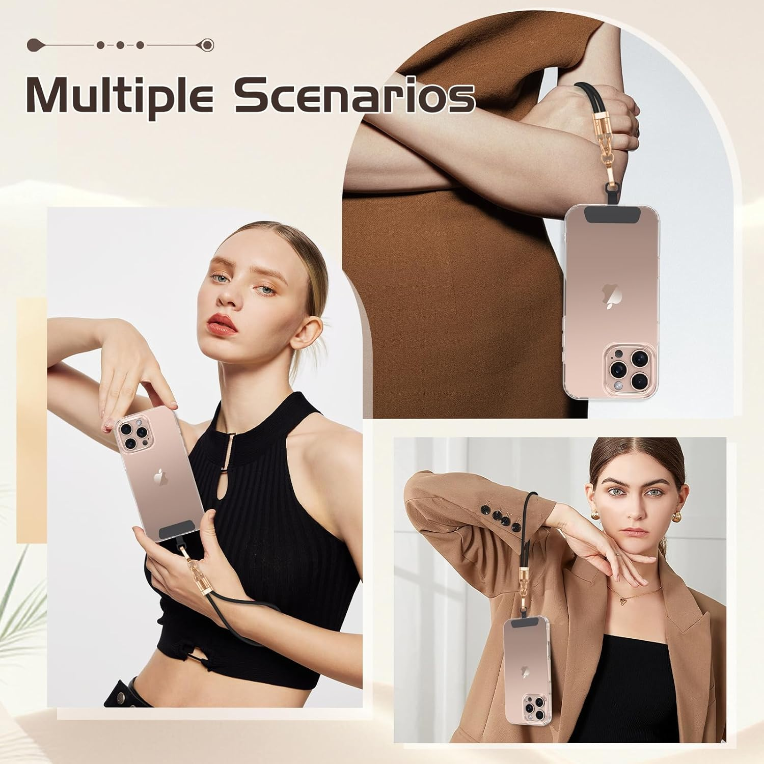 DUEDUE for Universal Silicone Phone Lanyard, Crossbody Phone Strap for Neck Adjustable Wrist Straps as Phone Grip Compatible with Most Phone Cases Cover image number 3