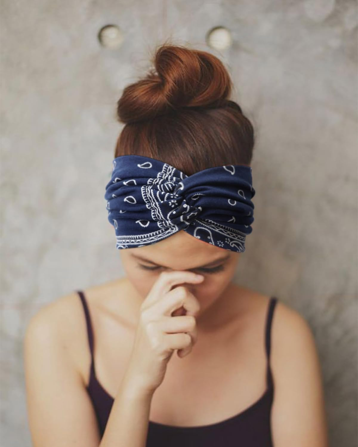 DRESHOW 8 Pack Adjustable Knotted Headbands Cotton Elastic Non Slip Hair Bands Floral Yoga Headbands for Women, 08 PCS: Printed Turbans C - 08 Pcs: Solid Color A image number 2