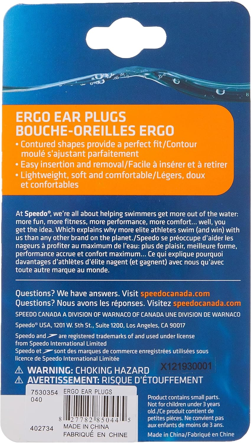 Speedo Unisex Swim Training Ergo Ear Plugs image number 1