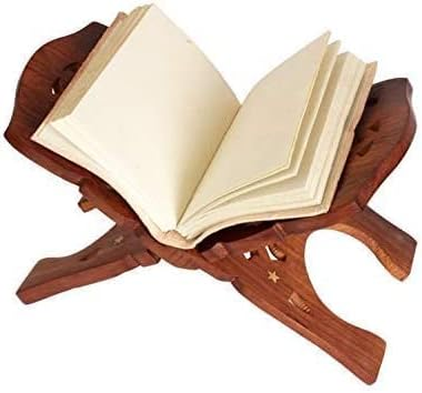 Garden of Arts Wooden Handmade Quran Geeta Bible Holder Support Stand Reading Book Holder Display Folding Religious Prayer Stand Wooden Holy Book Stand Medium Size 15 Inches Large Big Size image number 3