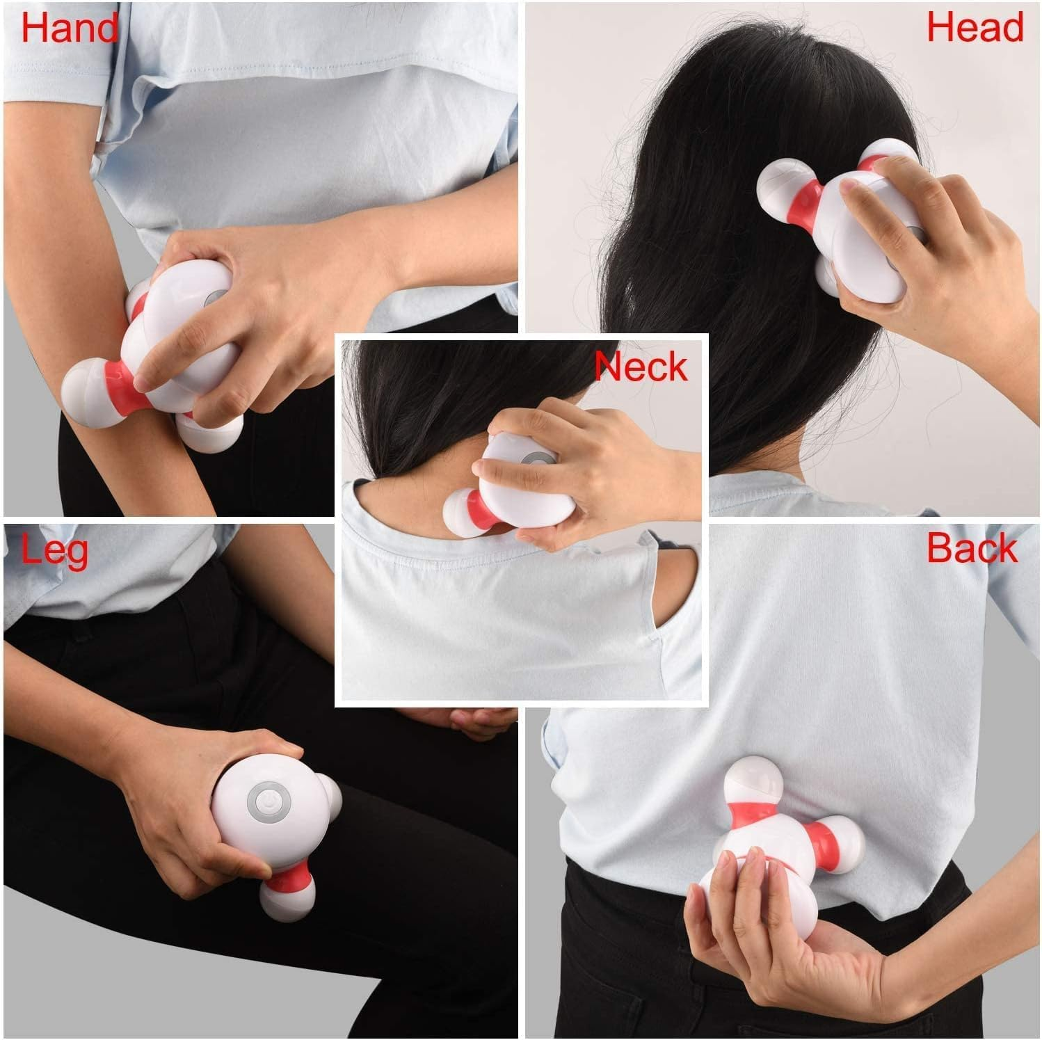 Handheld Massager Mini Portable Vibrating Body Massager with LED Light for Hand Head Neck Back Legs Arms Pain Release, Battery Operated, Easy Hand Grip image number 6