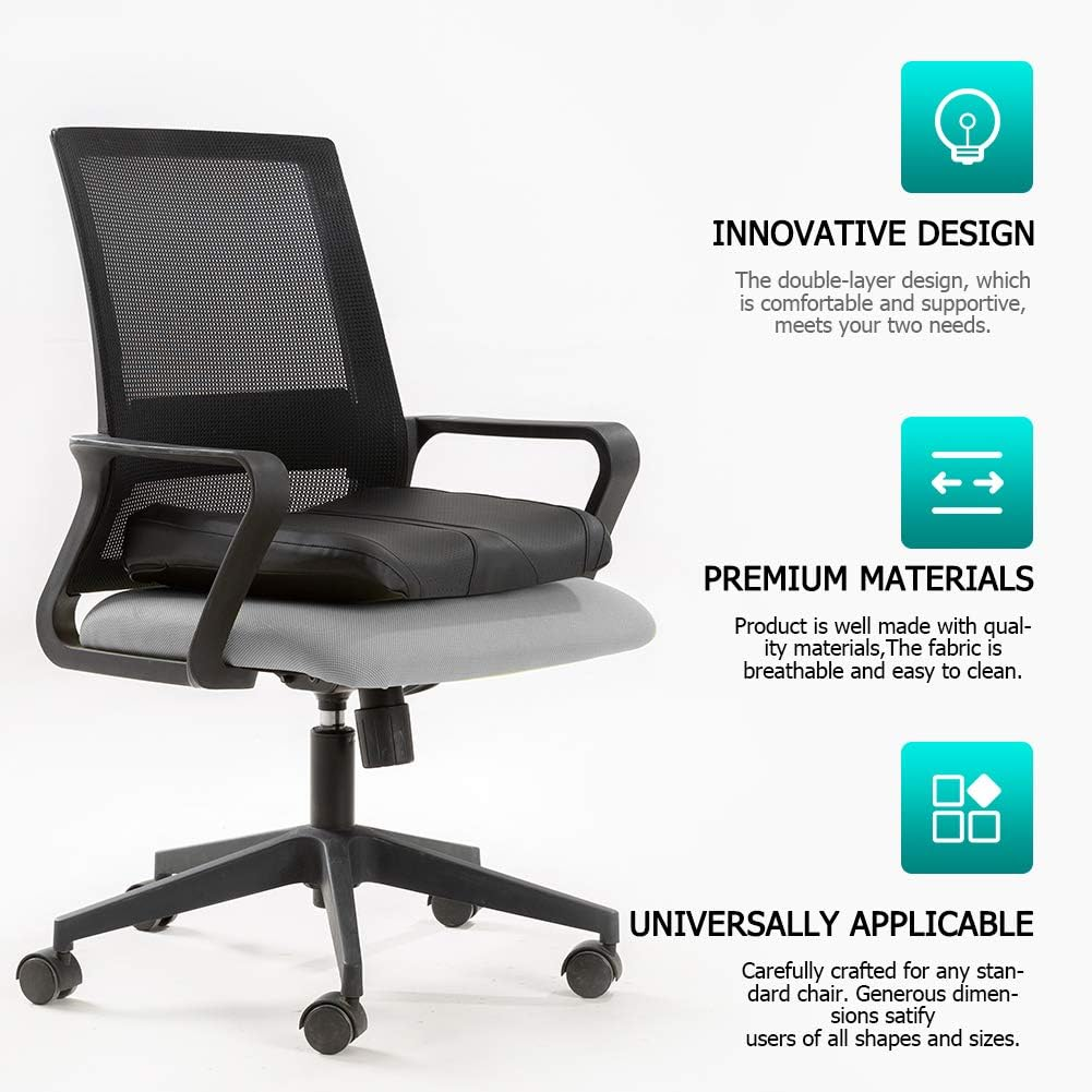 Leather Car Memory Foam Heightening Seat Cushion for Short People Driving, Hip(Coccyx/Tailbone) and Lower Back Pain Relief Butt Pillows, Adult Booster Seat for Car,Truck,Suv, Office Chair. - Gray Mesh image number 3