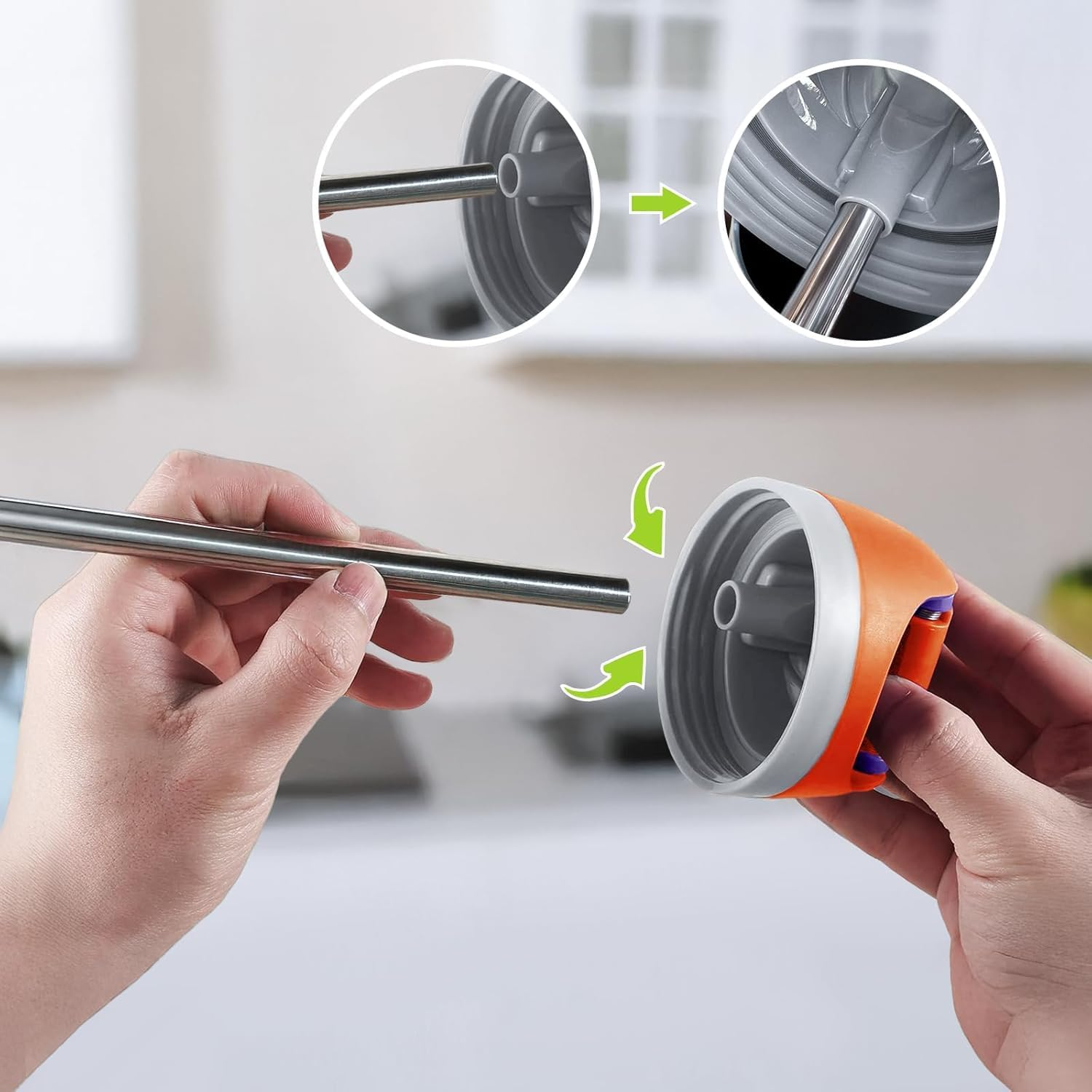 4Pcs Reusable Metal Straws Compatible with Owala Water Bottle 24Oz 32Oz - Stainless Steel Straws with 2 Cleaning Brushes image number 3