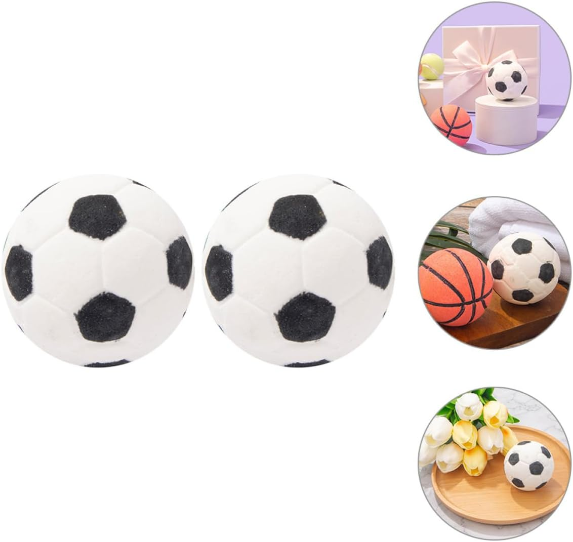 KOMBIUDA 2Pcs Football Shape Bath Salt Bombs Aroma Bathing Bombs Rich Foaming Bathing Salt image number 1