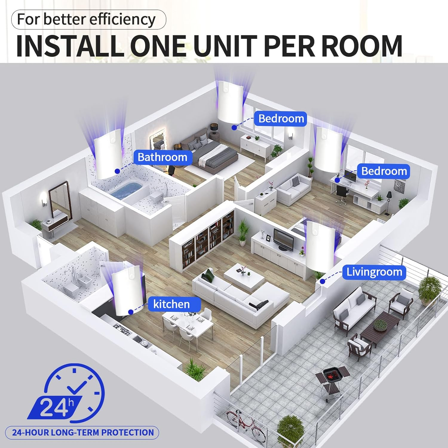 2 Flying Insect Trap & 8 Refills, Plug in Fruit Fly Traps for Indoors, Bug Catcher for Mosquitoes, Moths, Fruit Flies, Gnat Traps for House Indoor | Safe Blue & UV Light Attraction image number 3