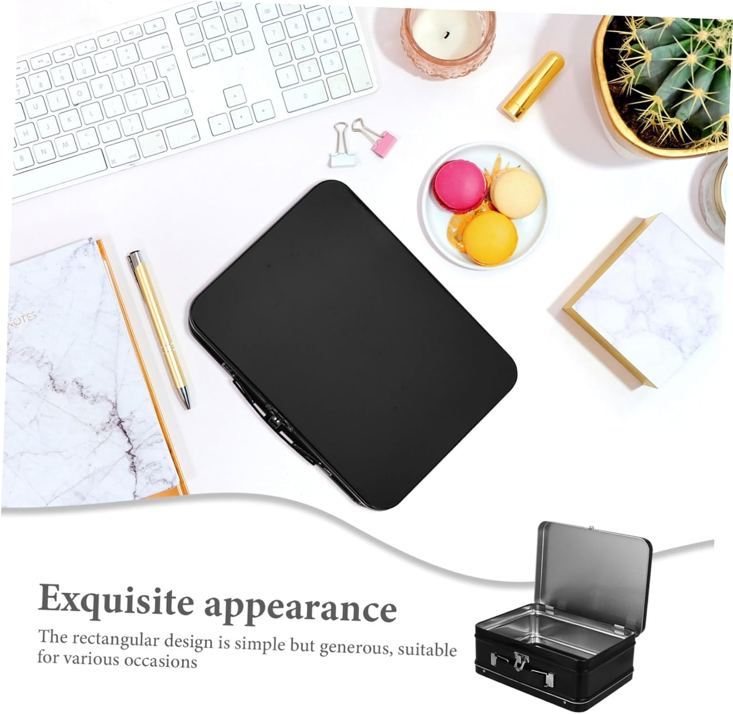 SOLUSTRE Tin Box Handle for Desktop Organizer Tin Carry Box Material Jewelry for Coin Storage and Souvenirs Organizer image number 5