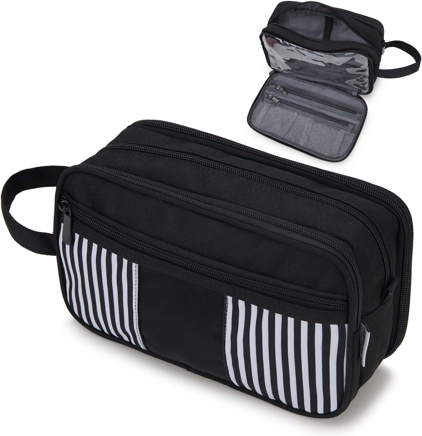 Toiletry Bag for Women, Travel Makeup Organizer with Hang Hook, Water-Resistant Shaving Bag for Men, VONXURY (Black)