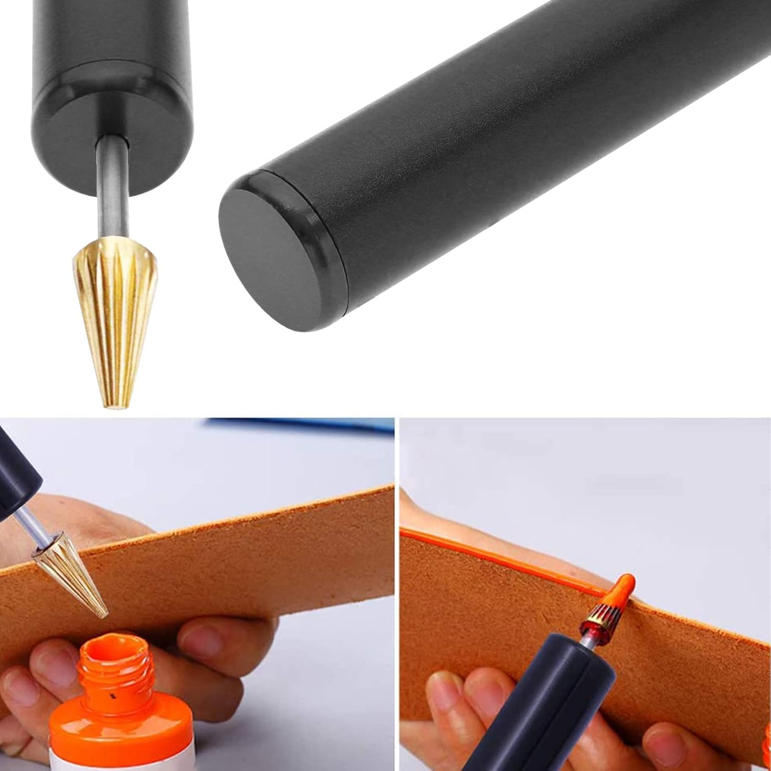 SING F LTD Leather Edge Dye Pen Portable Edge Roller Applicator Leather Edge Painting Tool for Leather Craft Diy/Leather Working/Leather Making Black image number 3