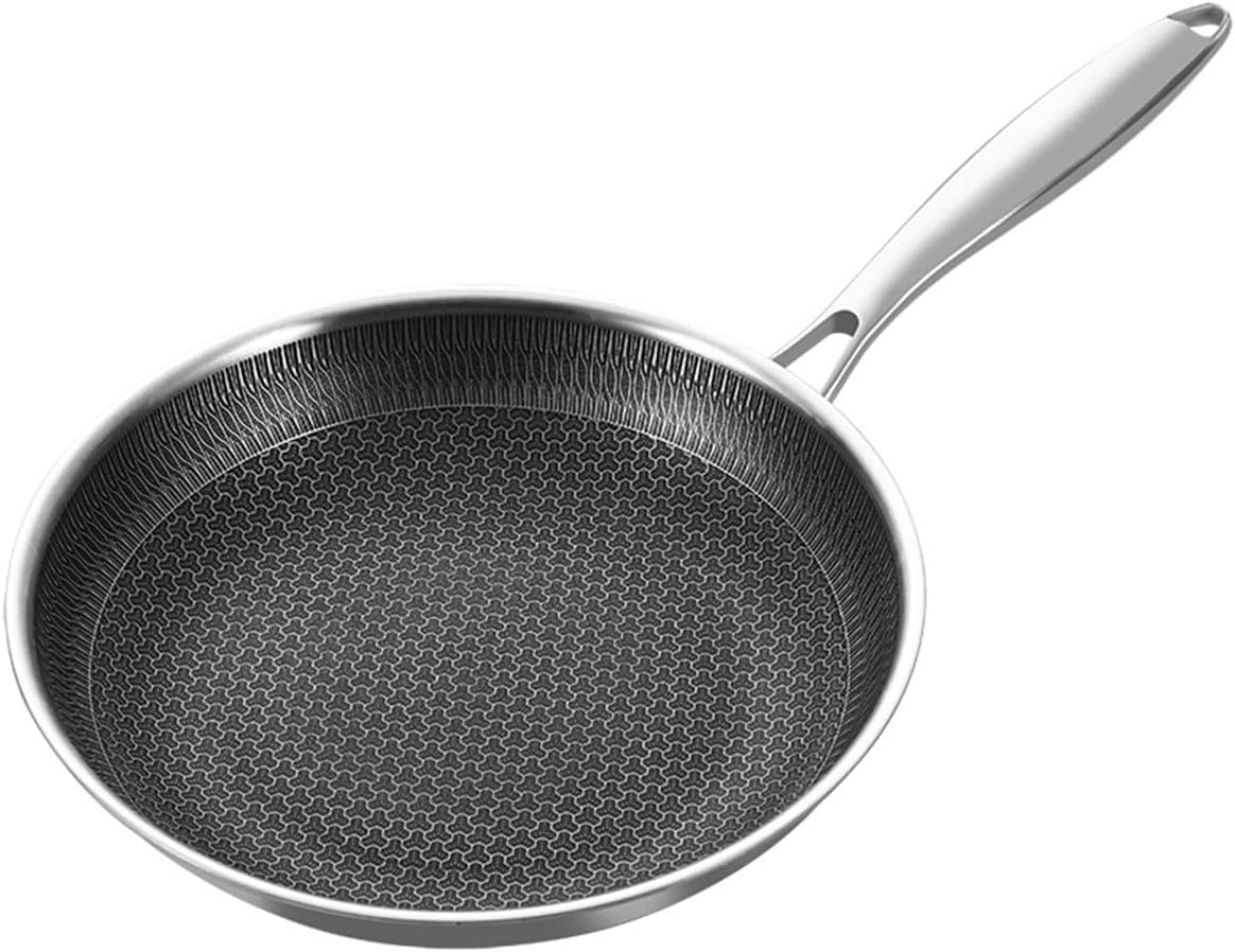Stainless Steel Pan, 3-Layer Stainless Non Stick Frying Pan, Thickened Frying Pan without Coating Suitable for Nduction,Gas Cooktops,Ceramic and Electric Stove（11 Lnch） image number 1
